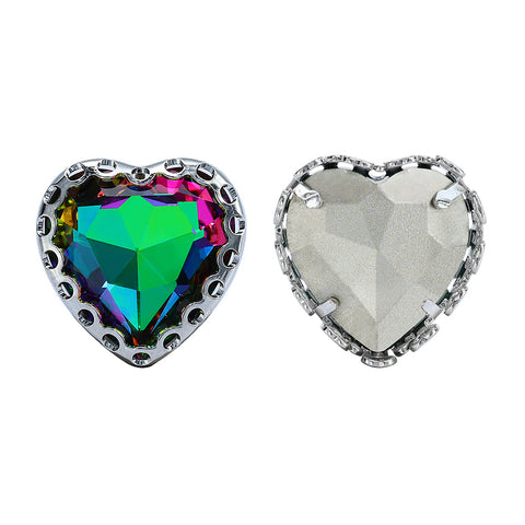 Volcano Maxi Heart Shape High-Quality Glass Sew-on Nest Hollow Claw Rhinestones