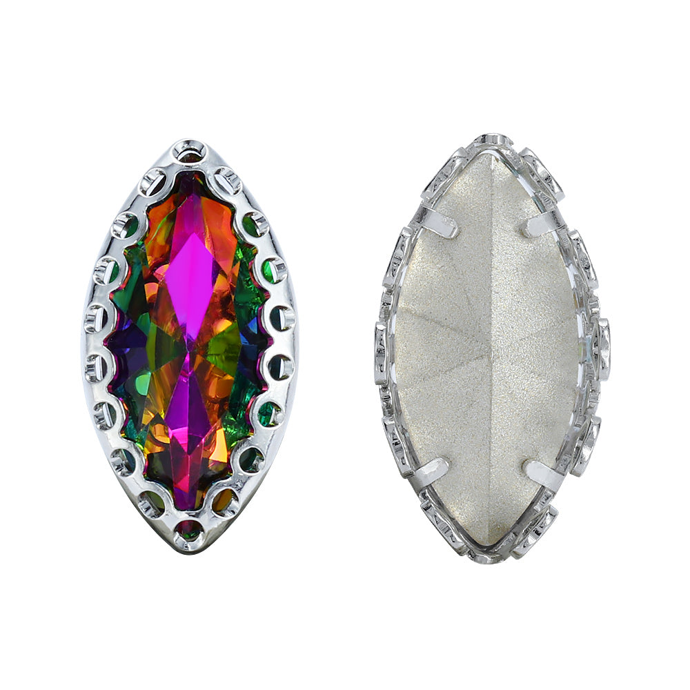 Volcano Navette Shape High-Quality Glass Sew-on Nest Hollow Claw Rhinestones