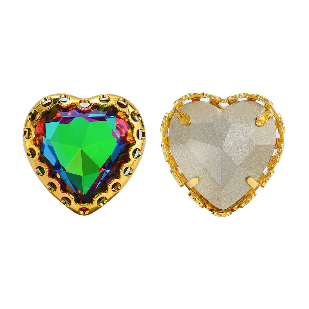 Volcano Maxi Heart Shape High-Quality Glass Sew-on Nest Hollow Claw Rhinestones WholesaleRhinestone