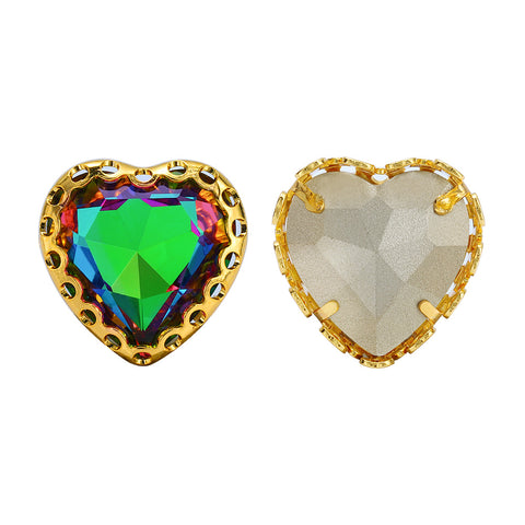 Volcano Maxi Heart Shape High-Quality Glass Sew-on Nest Hollow Claw Rhinestones