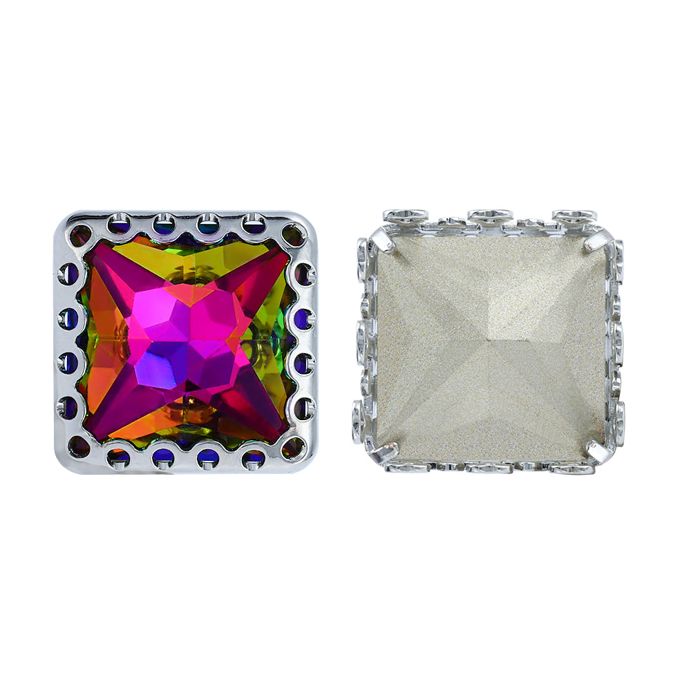 Volcano Princess Square Shape High-Quality Glass Sew-on Nest Hollow Claw Rhinestones