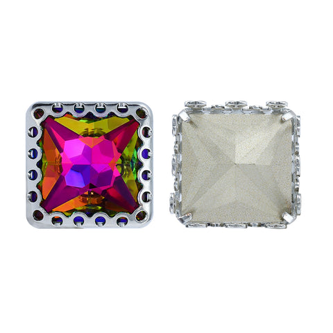 Volcano Princess Square Shape High-Quality Glass Sew-on Nest Hollow Claw Rhinestones