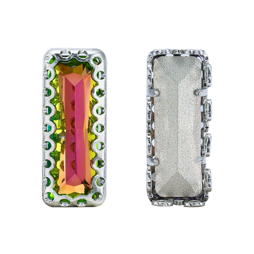 Vitrail Rose Princess Baguette Shape High-Quality Glass Sew-on Nest Hollow Claw Rhinestones WholesaleRhinestone