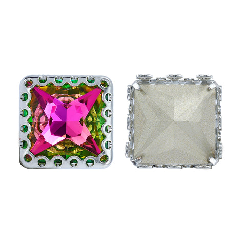 Vitrail Rose Princess Square Shape High-Quality Glass Sew-on Nest Hollow Claw Rhinestones