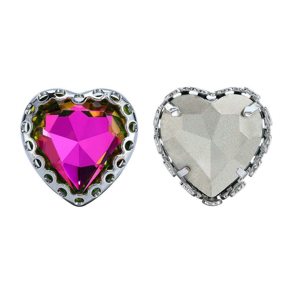 Vitrail Rose Maxi Heart Shape High-Quality Glass Sew-on Nest Hollow Claw Rhinestones WholesaleRhinestone