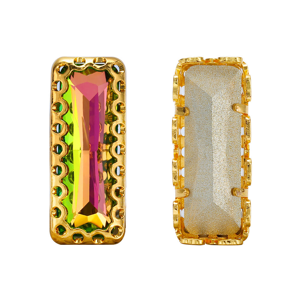 Vitrail Rose Princess Baguette Shape High-Quality Glass Sew-on Nest Hollow Claw Rhinestones WholesaleRhinestone