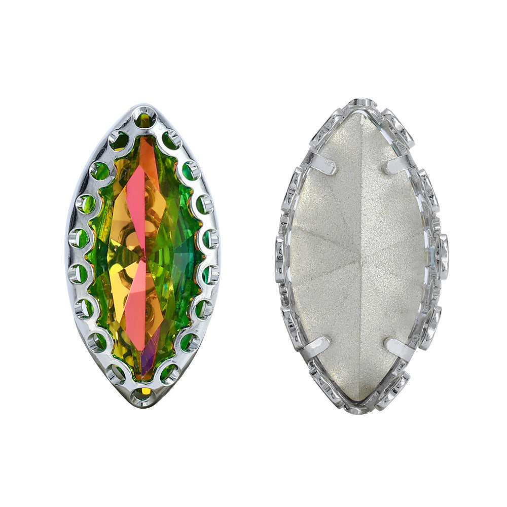 Vitrail Rose Navette Shape High-Quality Glass Sew-on Nest Hollow Claw Rhinestones WholesaleRhinestone