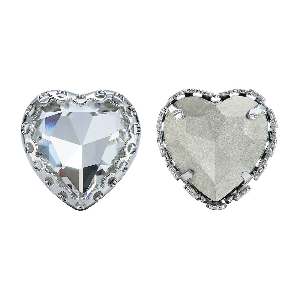 Crystal Maxi Heart Shape High-Quality Glass Sew-on Nest Hollow Claw Rhinestones WholesaleRhinestone