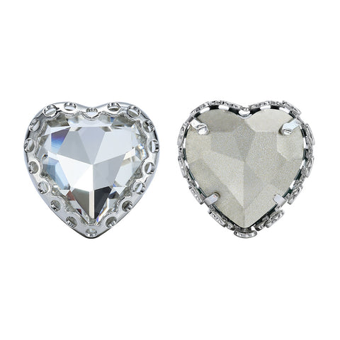 Crystal Maxi Heart Shape High-Quality Glass Sew-on Nest Hollow Claw Rhinestones