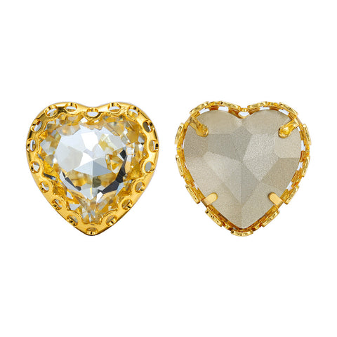 Crystal Maxi Heart Shape High-Quality Glass Sew-on Nest Hollow Claw Rhinestones