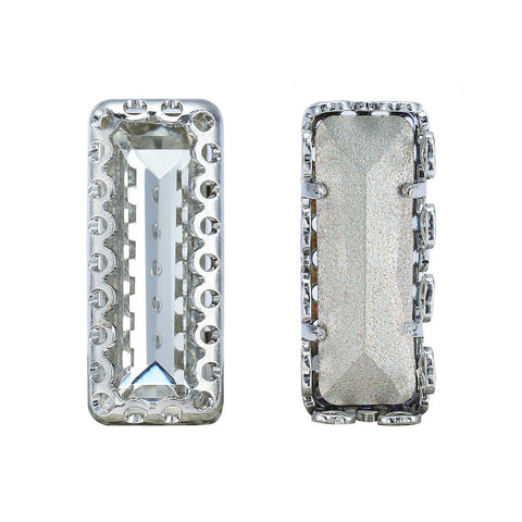 Crystal Princess Baguette Shape High-Quality Glass Sew-on Nest Hollow Claw Rhinestones