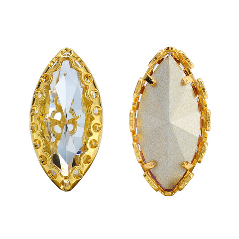 Crystal Navette Shape High-Quality Glass Sew-on Nest Hollow Claw Rhinestones