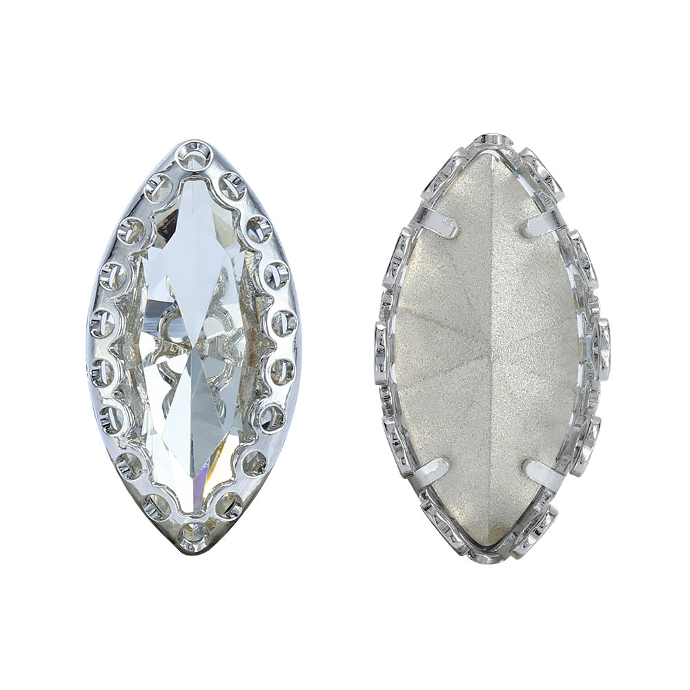 Crystal Navette Shape High-Quality Glass Sew-on Nest Hollow Claw Rhinestones