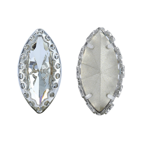 Crystal Navette Shape High-Quality Glass Sew-on Nest Hollow Claw Rhinestones
