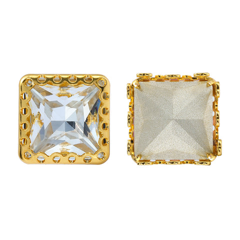 Crystal Princess Square Shape High-Quality Glass Sew-on Nest Hollow Claw Rhinestones