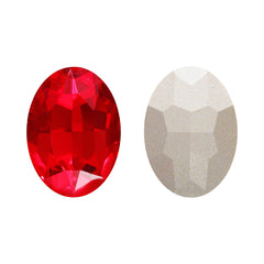 Light Siam Oval Shape High Quality Glass Pointed Back Fancy Rhinestones