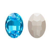 Aquamarine Oval Shape High Quality Glass Pointed Back Fancy Rhinestones