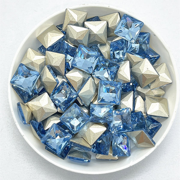 Lt Light Blue Princess Square Shape Glass Pointed Back Fancy Rhinestones WholesaleRhinestone