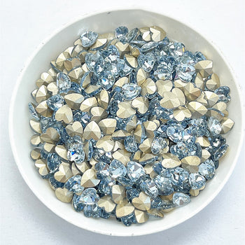 Lt Light Blue Heart Shape Glass Pointed Back Fancy Rhinestones WholesaleRhinestone