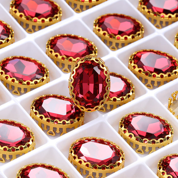 Rose Oval Shape High-Quality Glass Sew-on Nest Hollow Claw Rhinestones WholesaleRhinestone