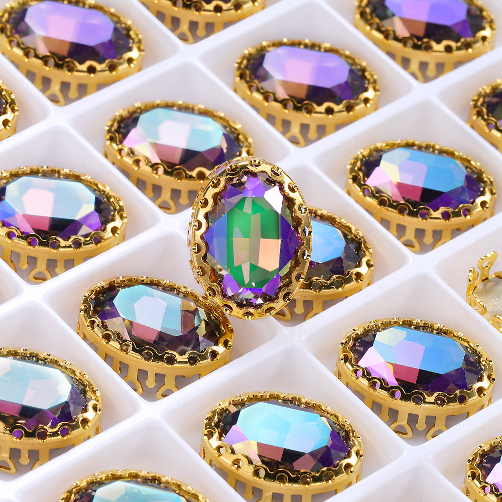 Ghost Light Oval Shape High-Quality Glass Sew-on Nest Hollow Claw Rhinestones WholesaleRhinestone