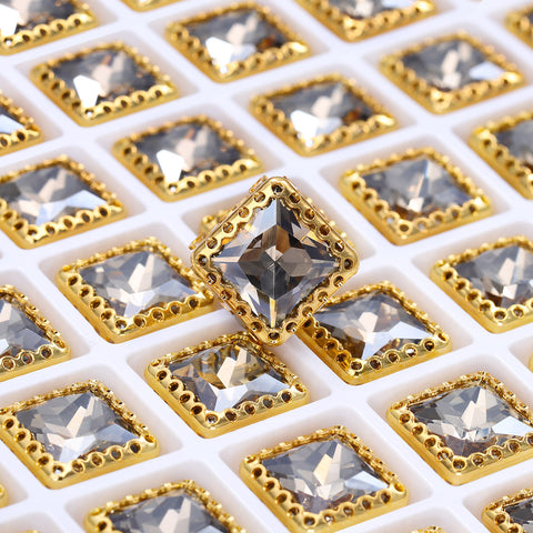 Satin Princess Square Shape High-Quality Glass Sew-on Nest Hollow Claw Rhinestones