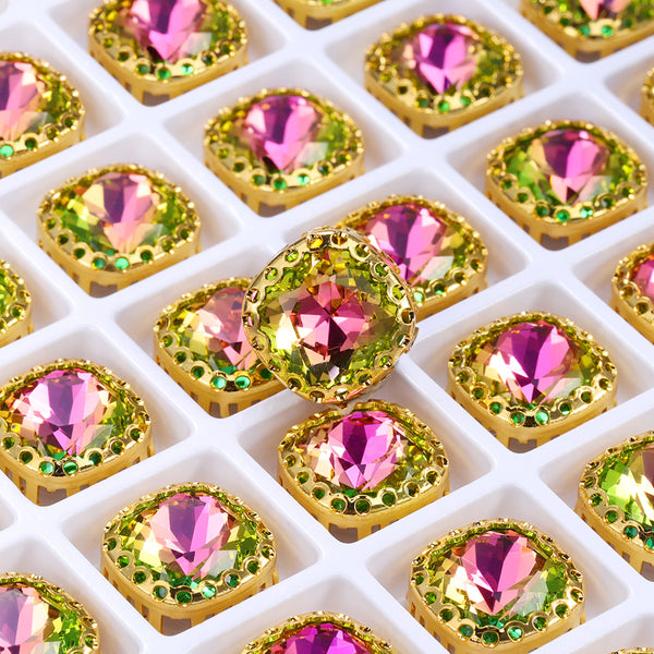 Vitrail Rose Cushion Square Shape High-Quality Glass Sew-on Nest Hollow Claw Rhinestones WholesaleRhinestone