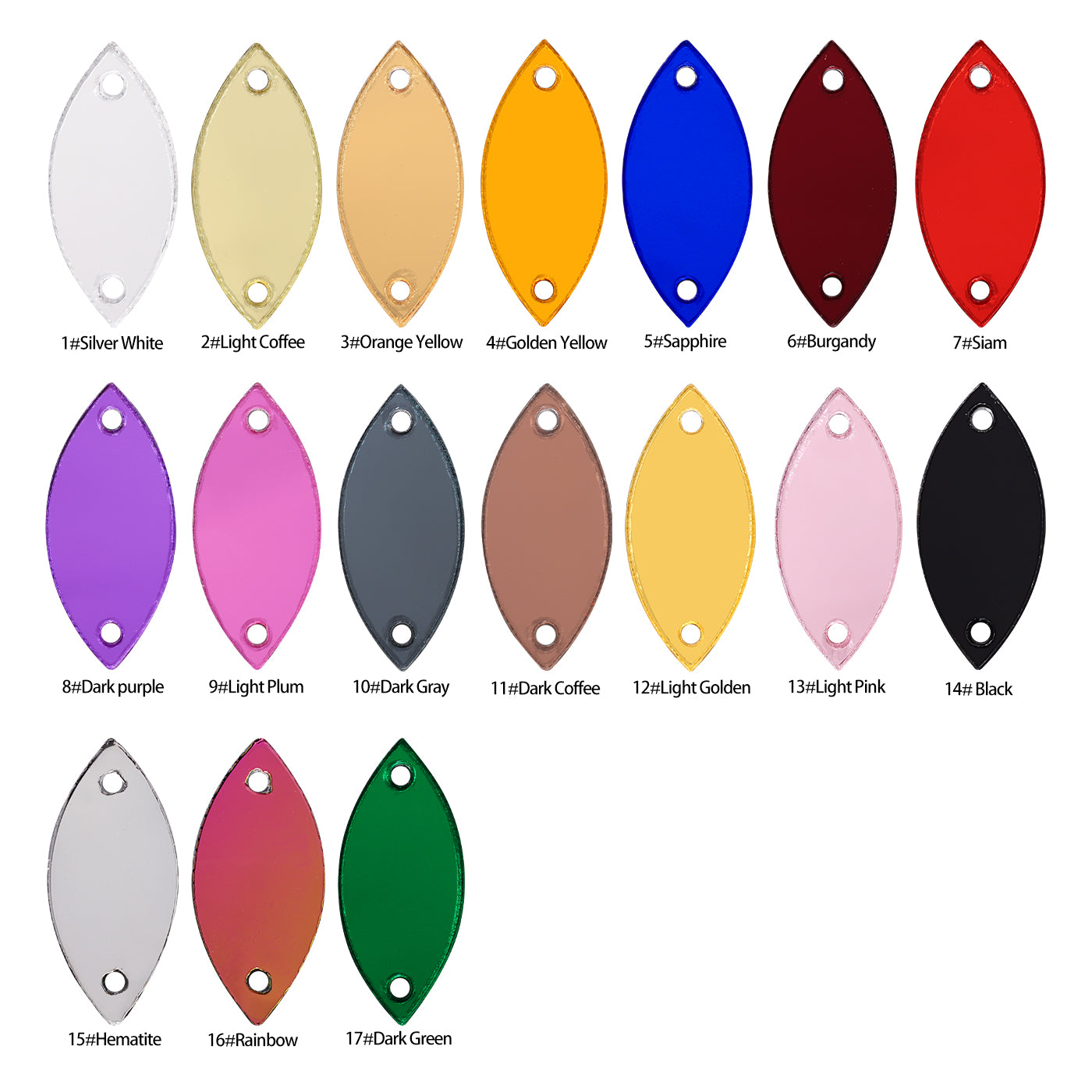 Navette-Form Multi-Farben Acryl-Seaugspiegel für Tanzkostüm Zweitbild