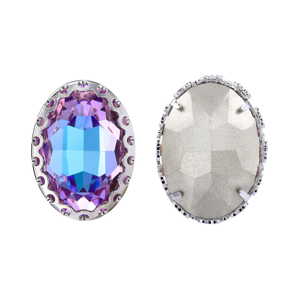 Vitrail Light Oval Shape高品質のガラス縫製巣の中空の爪Rhinestones