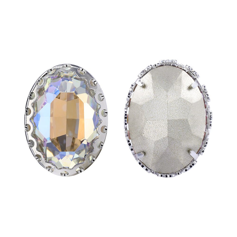 Moonlight Oval Shape High-Quality Glass Sew-on Nest Hollow Claw Rhinestones