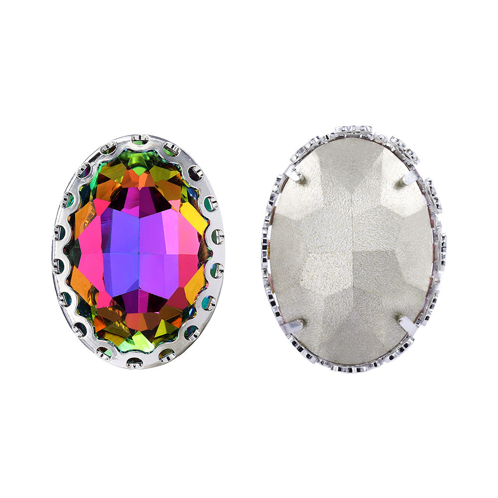 Volcano Oval Shape High-Quality Glass Sew-on Nest Hollow Claw Rhinestones WholesaleRhinestone