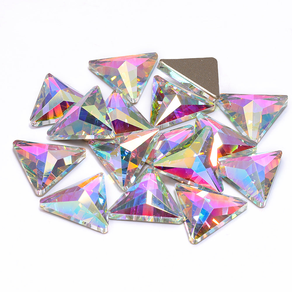 Crystal AB Rivoli Triangle Shape High Quality Glass Beveled Flat Back Rhinestones