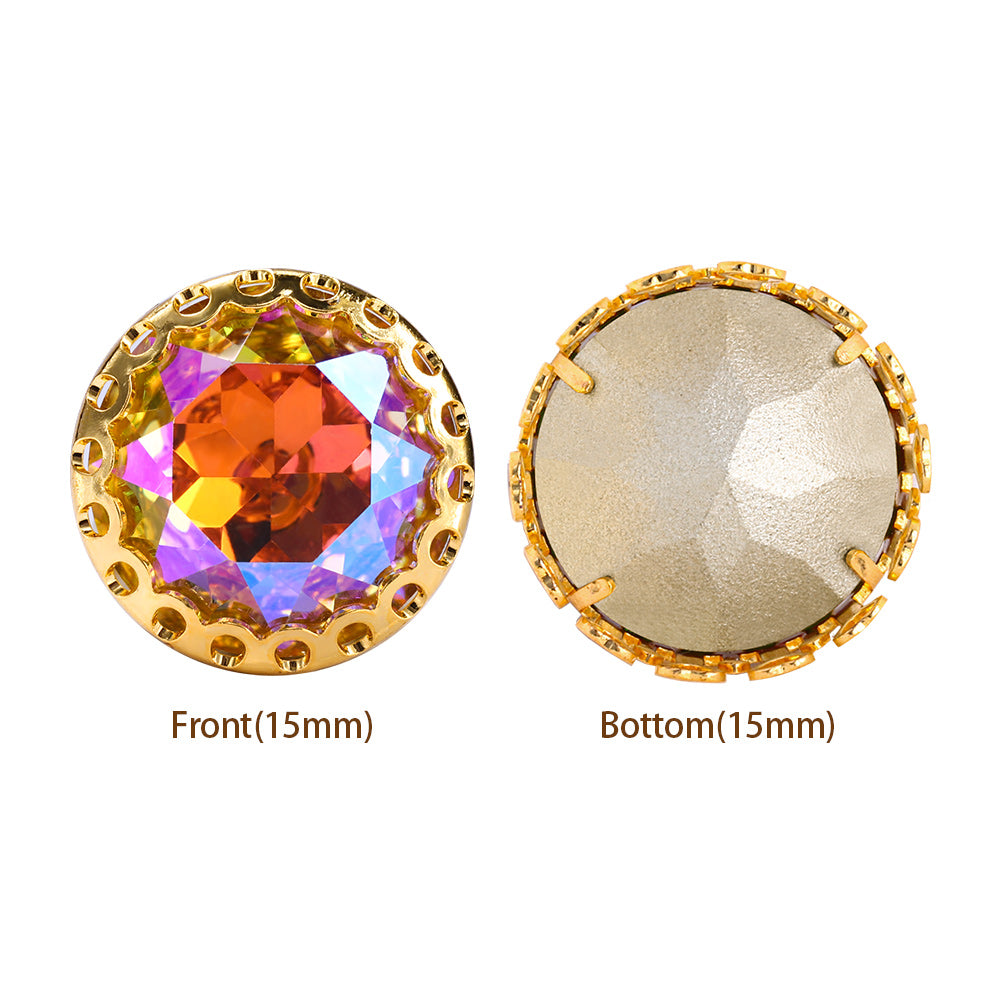 Paradise Shine Gemstone Flower Round Shape High-Quality Glass Sew-on Nest Hollow Claw Rhinestones WholesaleRhinestone