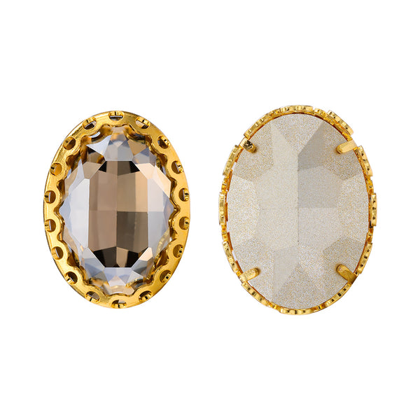 Satin Oval Shape High-Quality Glass Sew-on Nest Hollow Claw Rhinestones WholesaleRhinestone