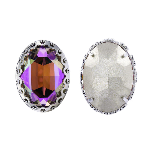 Ghost Light Oval Shape High-Quality Glass Sew-on Nest Hollow Claw Rhinestones WholesaleRhinestone