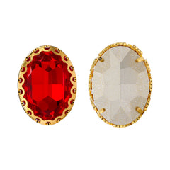 Light Siam Oval Shape High-Quality Glass Sew-on Nest Hollow Claw Rhinestones