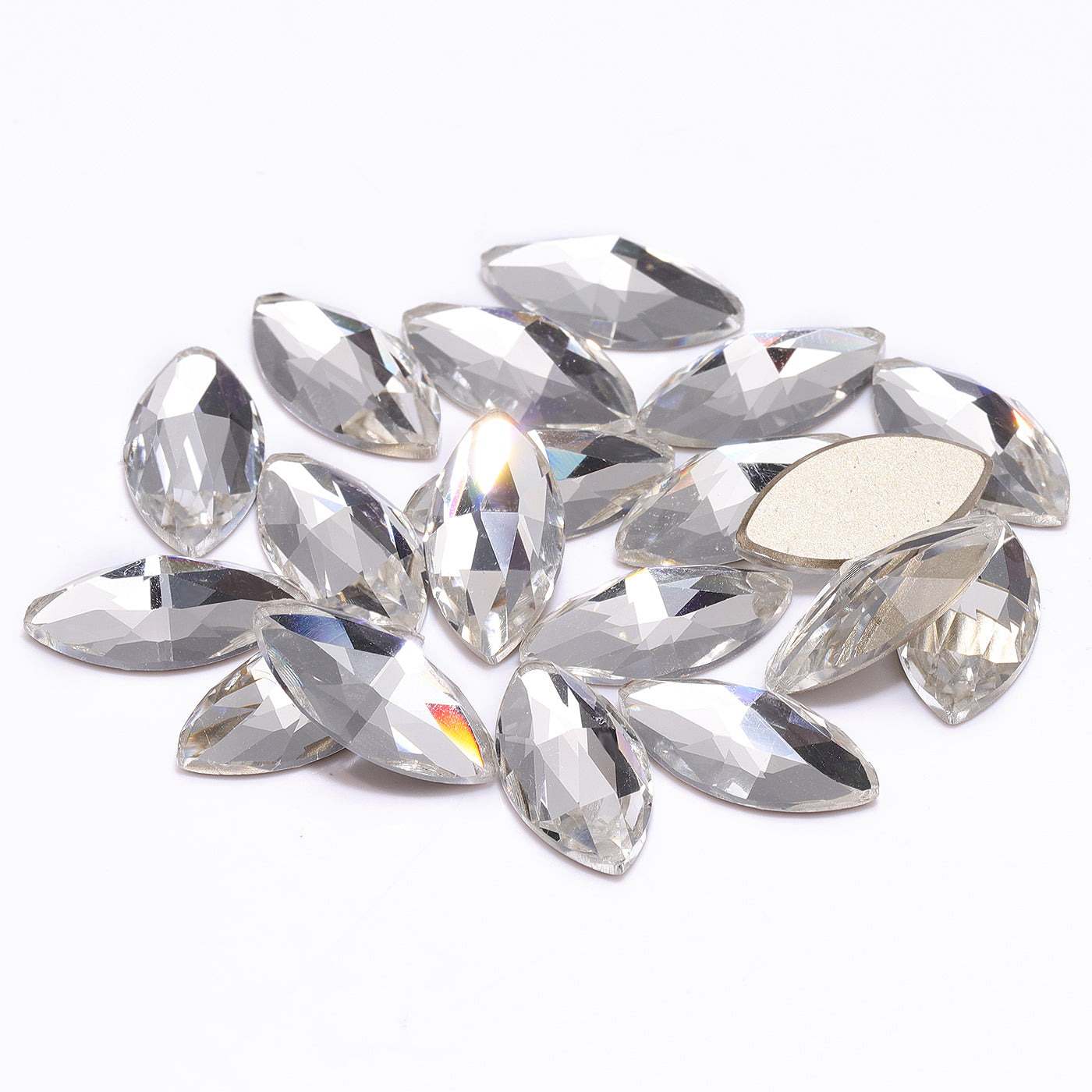 Crystal Navette Shape High Quality Glass Beveled Flat Back Rhinestones Secondary image