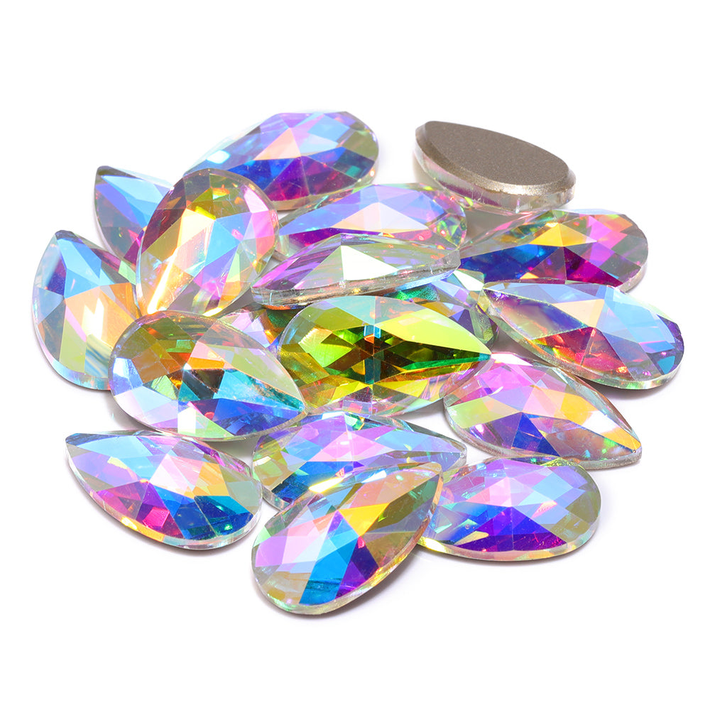 Crystal AB Drop Shape High Quality Glass Beveled Flat Back Rhinestones Secondary image