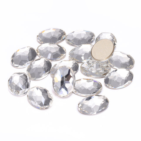 Crystal Oval Shape High Quality Glass Beveled Flat Back Rhinestones