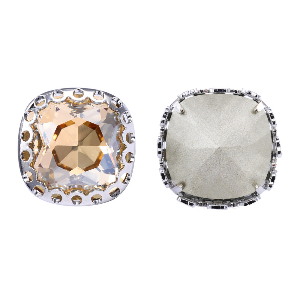 Golden Shadow Cushion Square Shape High-Quality Glass Sew-on Nest Hollow Claw Rhinestones WholesaleRhinestone