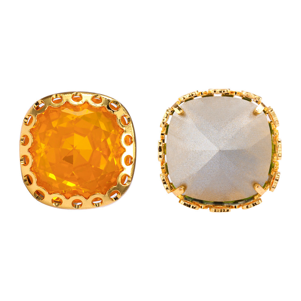 Topaz Opal Cushion Square Shape High-Quality Glass Sew-on Nest Hollow Claw Rhinestones WholesaleRhinestone