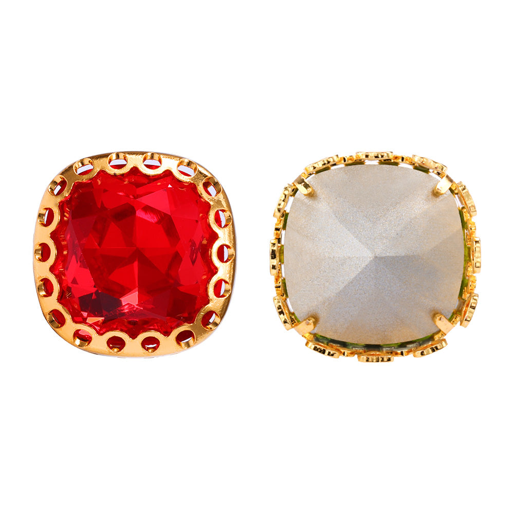 Light Siam Cushion Square Shape High-Quality Glass Sew-on Nest Hollow Claw Rhinestones Secondary image