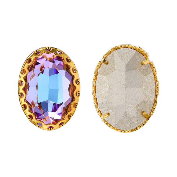Vitrail Light Oval Shape High-Quality Glass Sew-on Nest Hollow Claw Rhinestones WholesaleRhinestone