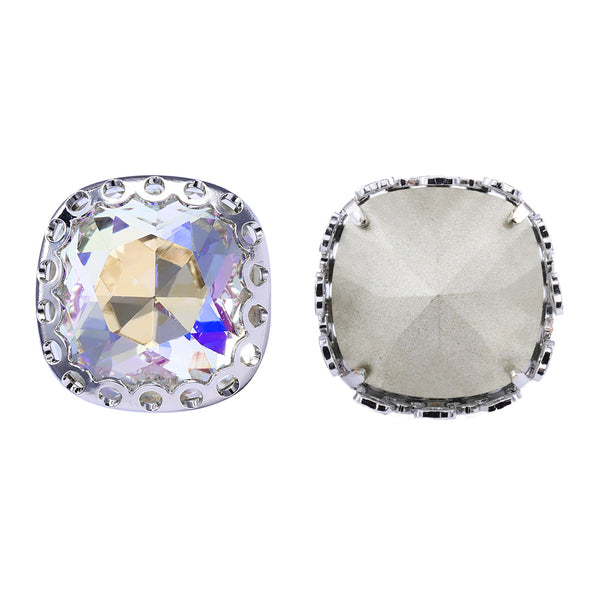 Moonlight Cushion Square Shape High-Quality Glass Sew-on Nest Hollow Claw Rhinestones WholesaleRhinestone