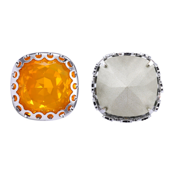 Topaz Opal Cushion Square Shape High-Quality Glass Sew-on Nest Hollow Claw Rhinestones WholesaleRhinestone