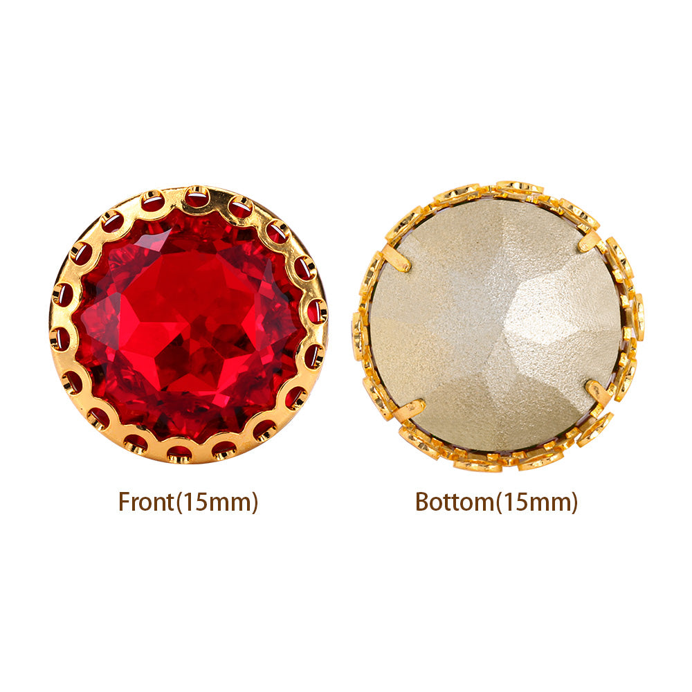 Light Siam Gemstone Flower Round Shape High-Quality Glass Sew-on Nest Hollow Claw Rhinestones