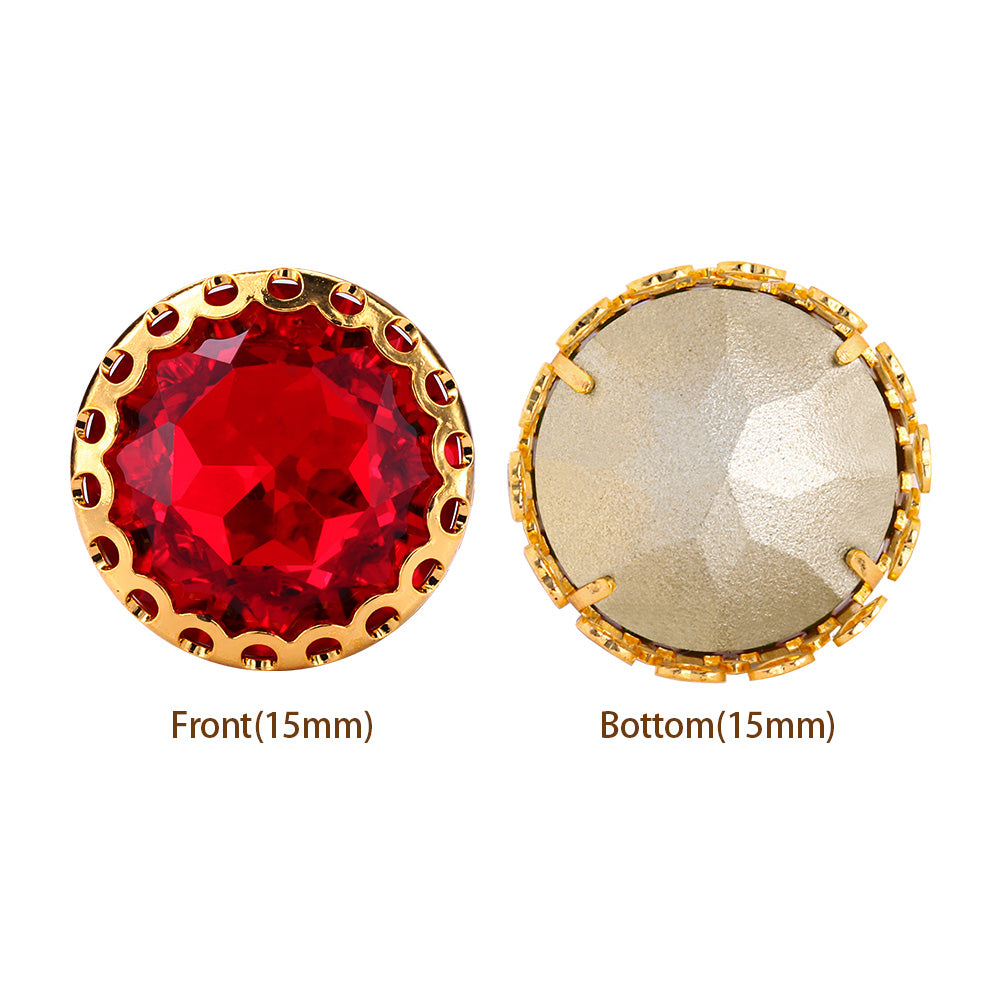 Light Siam Gemstone Flower Round Shape High-Quality Glass Sew-on Nest Hollow Claw Rhinestones WholesaleRhinestone