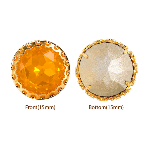 Topaz Opal Gemstone Flower Round Shape High-Quality Glass Sew-on Nest Hollow Claw Rhinestones WholesaleRhinestone