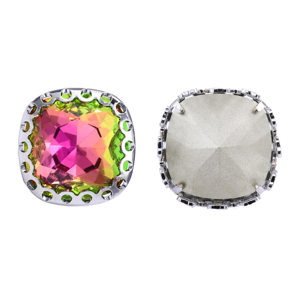 Vitrail Rose Cushion Square Shape High-Quality Glass Sew-on Nest Hollow Claw Rhinestones WholesaleRhinestone