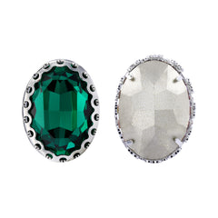 Emerald Oval Shape High-Quality Glass Sew-on Nest Hollow Claw Rhinestones WholesaleRhinestone